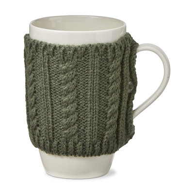 Cartwright 16 oz. Tasse en porcelaine blanche avec détails de chandail en coton tricoté