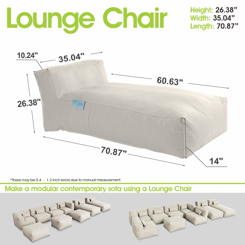 Adeen Outdoor Chaise Lounge , Cushion Included, Ivory