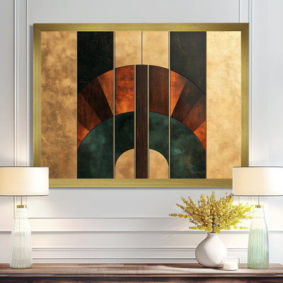 Geometric Walnut Essential Forms III - Abstract Art deco Wall Art