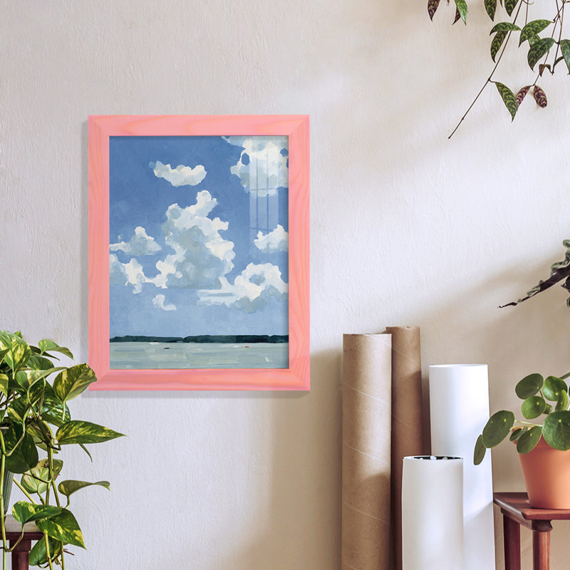 «Juillet Lakeside I» sur papier, H 11 po x l 9 po x P 1 po, Rose