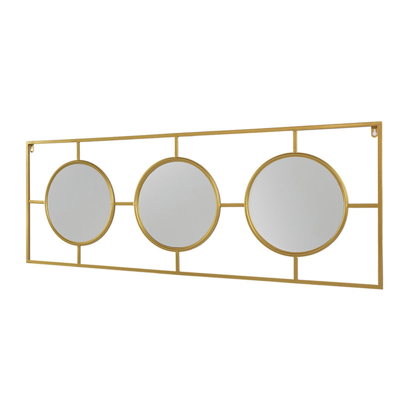 Ensemble de miroirs muraux rectangulaires dorés 3 pièces 43 "x16" - Décoration murale élégante pour la chambre à coucher et le salon