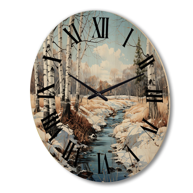 Horloge murale Birch Woods Winter Whispers II, Très grand