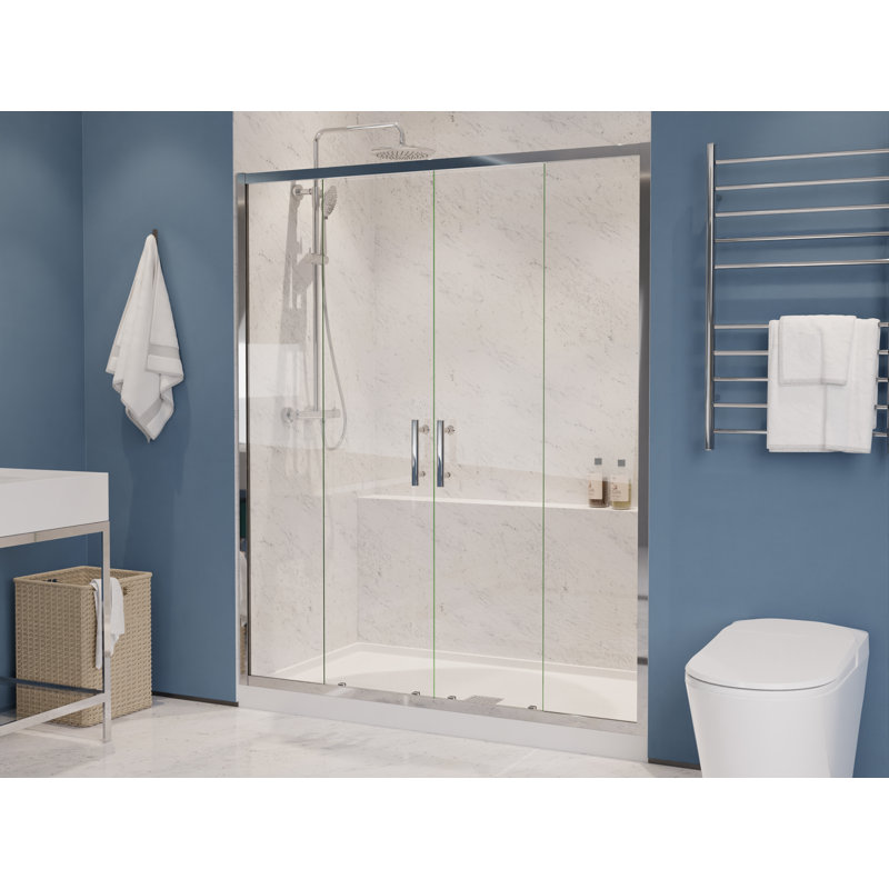 Porte de douche encadrée 60 "- l 60,4" x H 70 ", Chrome