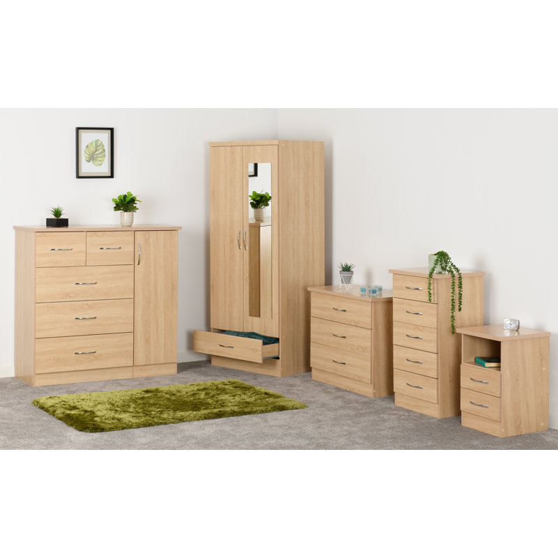 Cascio 2 Drawer Bedside Table, Sonoma Oak Effect
