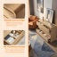 Commode moderne à 6 tiroirs avec comptoir spacieux, poignées dissimulées et coins arrondis pour le rangement de la chambre à coucher et du salon