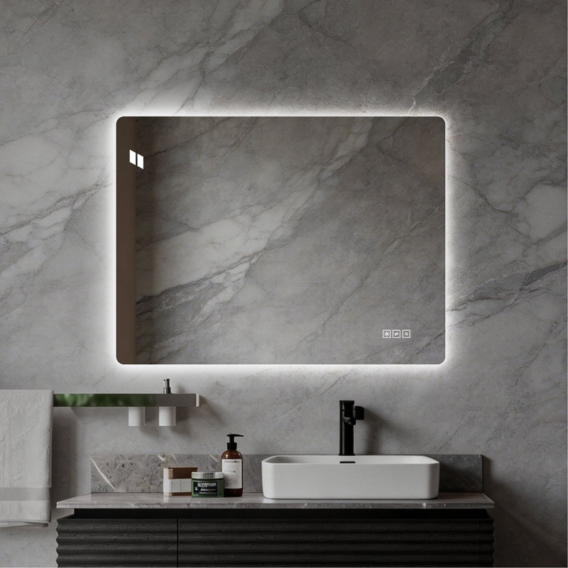 Miroir de salle de bain 24 * 32 pouces avec lumières à DEL avant et rétro-éclairé, miroirs de salle de bain anti-buée pour montage mural, 3 couleurs et 5 niveaux d'intensité variable