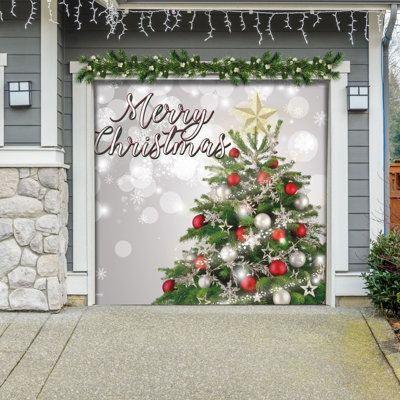Joyful  7' x 8' Christmas Single Garage Door Banner - Outdoor Holiday Decorations