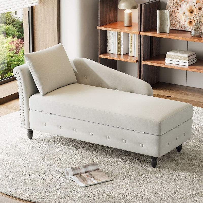 Upholstered Chaise Lounge, White