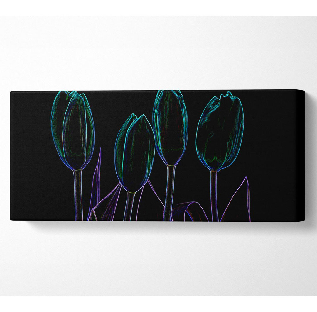 Abstarct Neon Floral 30 Panoramaleinwand