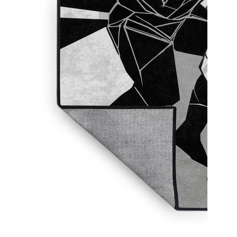 Machine Washable Paxton Wrestling Mat Grapple Sleek & Chic Modern Geometric Rug in Gray – Black Binding, 2x3