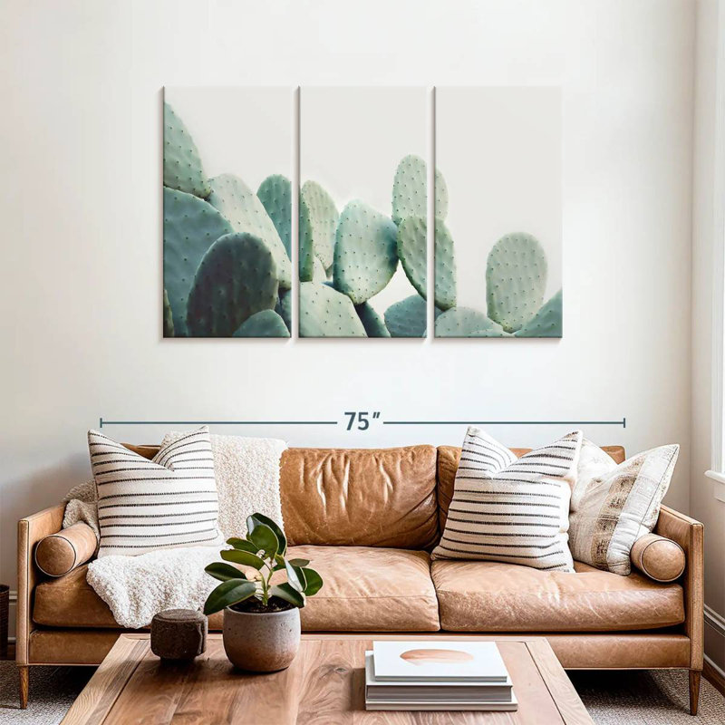 Harnek Green Pastel Cactus, 36" H x 57" W