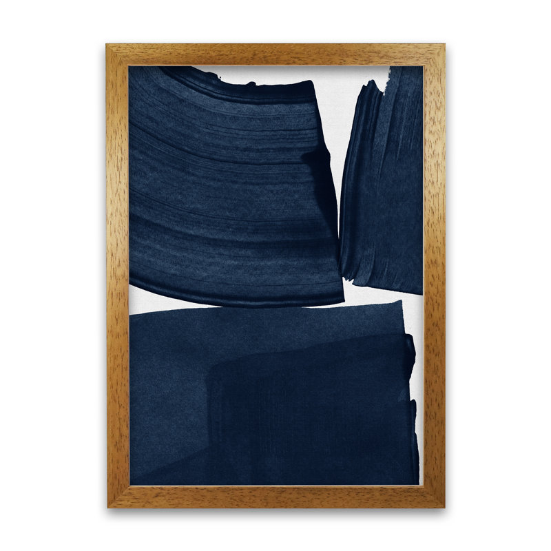 Orara Minimalist Blue I - Print, 84cm H x 59cm W x 1cm D, Brown Framed