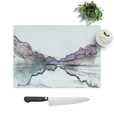 Glass Maligne Lake Scene in Canada in Abstract Chopping Board
