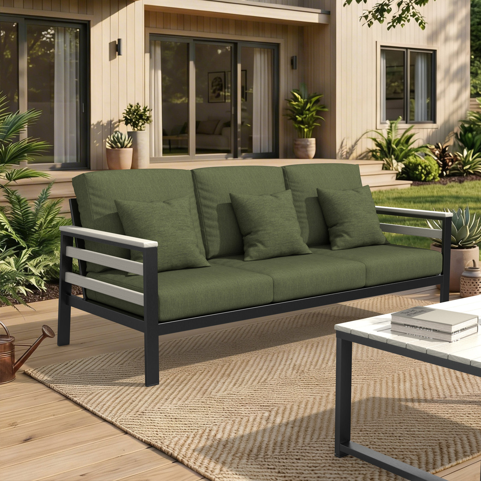 Townsend 80" Sunbrella® Patio Sofa, Sunbrella® Canvas Fern, Seashell