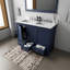 Meuble-lavabo double bleu marine 48 po X P 22 po D, plateau en quartz blanc et Miroir