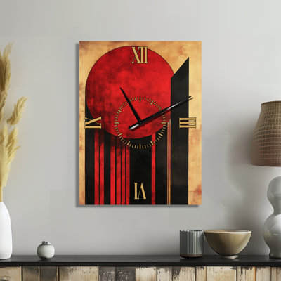 Cercle Rouge dans Revolution II - Horloge murale géométrique silencieuse