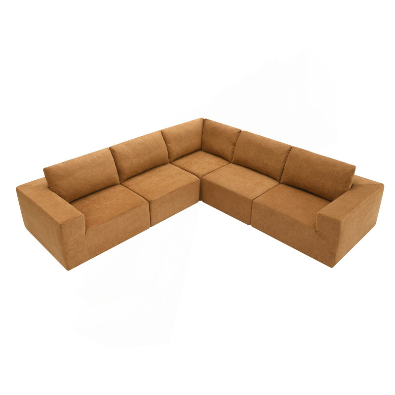 Versatile Modular Sofa Set For Home, No Assembly, Comfortable And Stylish, Brown Fabric
