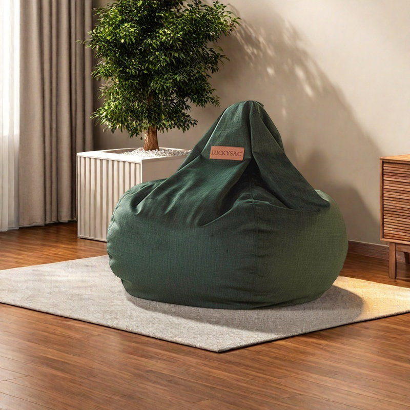 Vintage beanbag chair, 47.24" H x 47.24" W x 47.24" D, Green Velvet