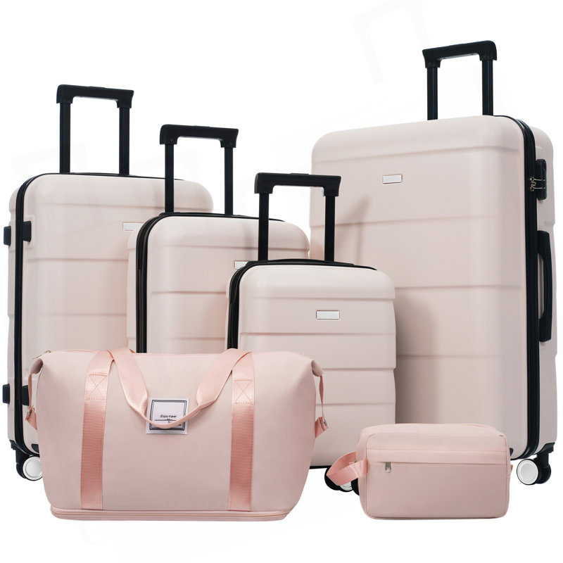 Ensembles de valises rigides 6 pièces avec 2 sacs, valise de transport avec poignée et roues pivotantes doubles verrouillables par mot de passe, bagages légers de 16 po + 20 po + 24 po + 28 po