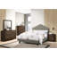 Lit double pleine grandeur, tapissier gris avec tête de lit arquée et structure en bois massif pour une tête de lit de style contemporain en polyfibre luxueuse