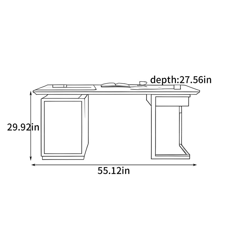 Bureau léger de luxe pour la maison et le bureau, H 29,92 po x l 55,12 po x P 27,56 po