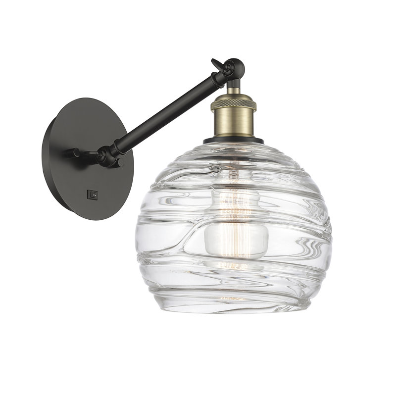 Shauna Armed Sconce, No Bulb Included, Black/Antique Brass