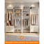 115cm Wide Open Wardrobe with Drawers & Double Hanging Rails, Industrial Heavy Duty Garment Rack with 2 Fabric Bins, Shoe Storage & Reversible Shelves for Bedroom & Hallway