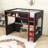 Modern Loft Bed with Built-in Desk, Pegboard Organizer, LED Lighting and Storage Shelves-715236154-715236148