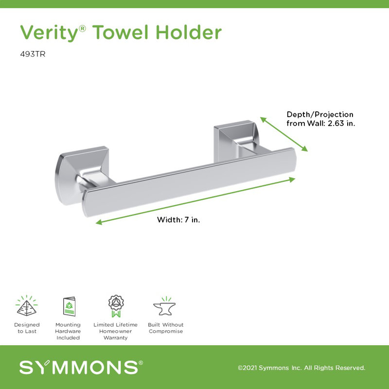 Verity Wall Mounted Hand Towel Ring, Polished Chrome