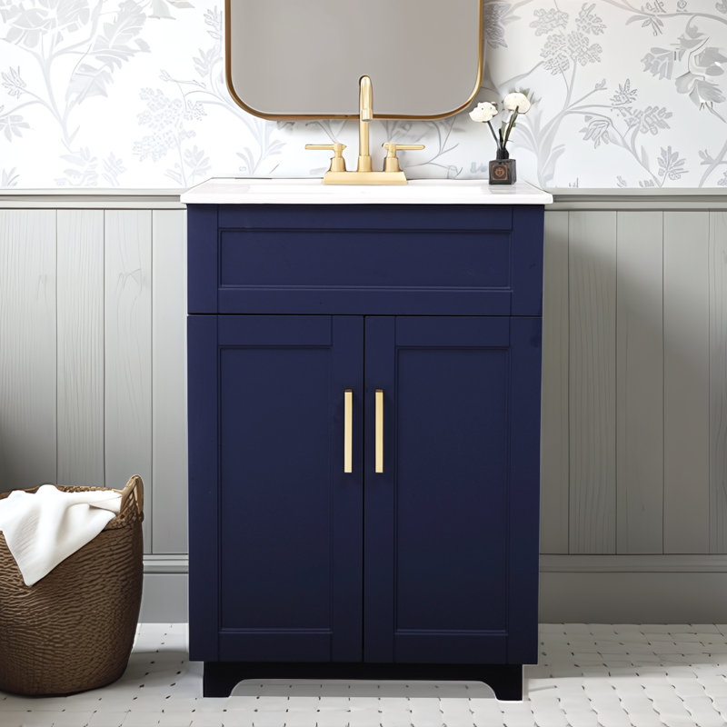 Meuble-lavabo simple 24 po, Bleu