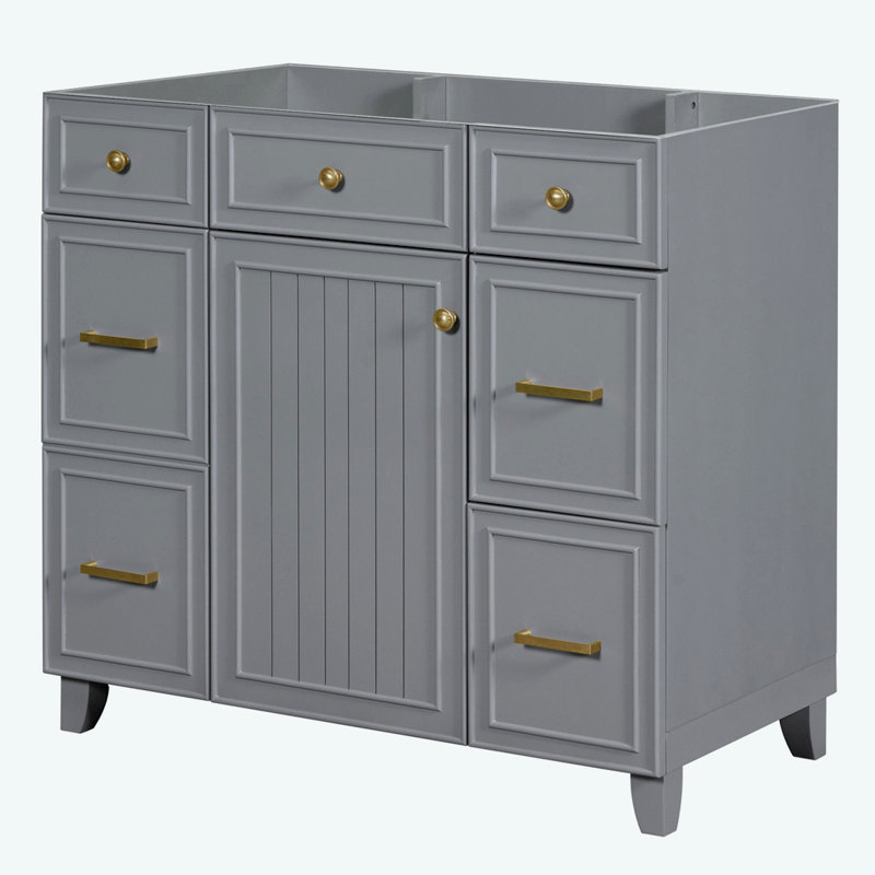 Meuble-lavabo 36 po sans lavabo, Doré, Gris