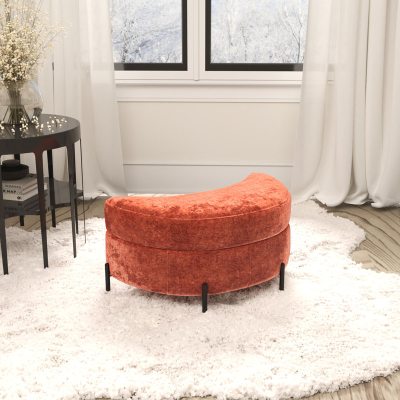 Repose-pieds en chenille avec rangement, Terracotta