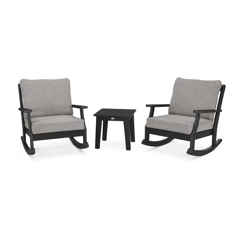 Braxton 3-Piece Deep Seating Rocker Set, Gray, Black