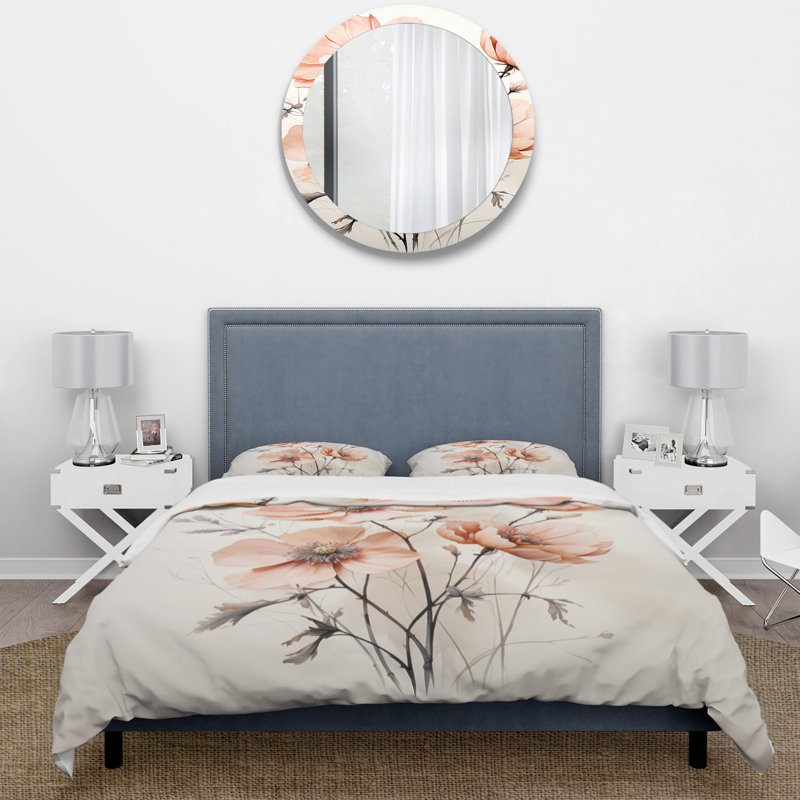 Ensemble de housse de couette en microfibre / polyester Peach Beige Minimalisme
