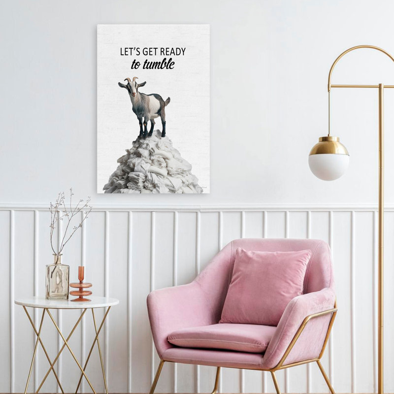 Let's Get Ready To Tumble Goad - Art contemporain de chèvre, H 16 po x l 24 po