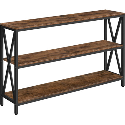 55" Industrial Rustic Console Sofa Table With 3 Shelves, Entryway Hallway Living Room