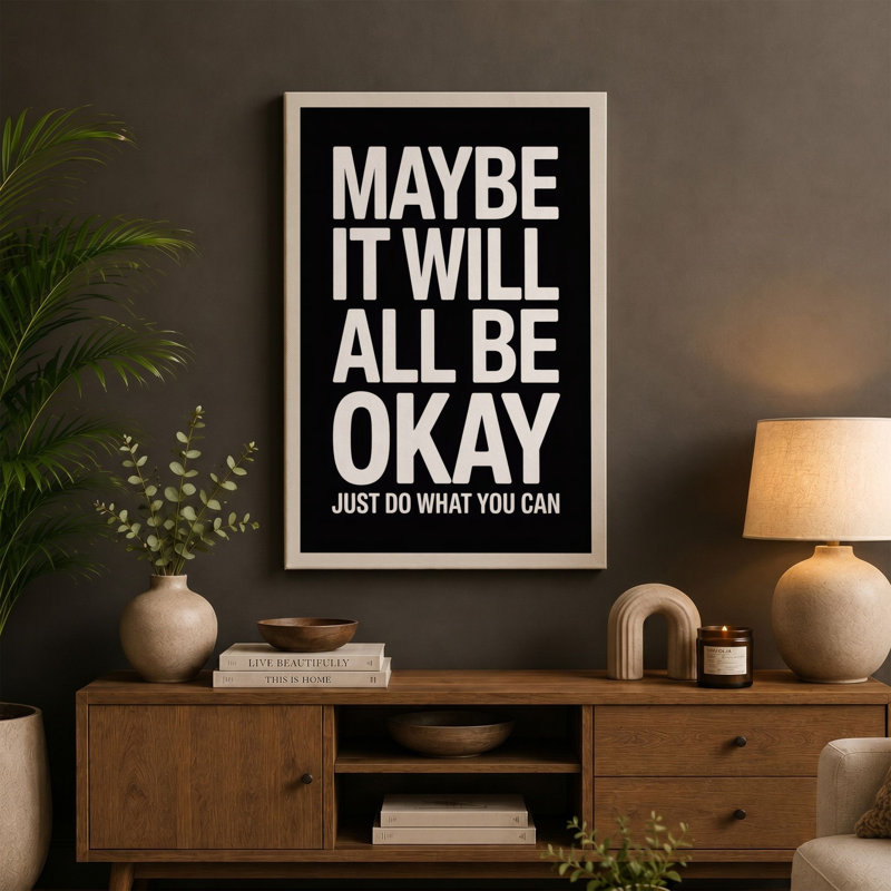 Just Do What You Can Typography - Wrapped Canvas, 30x20 - 76.2 x 50.8 cm, Teal Border