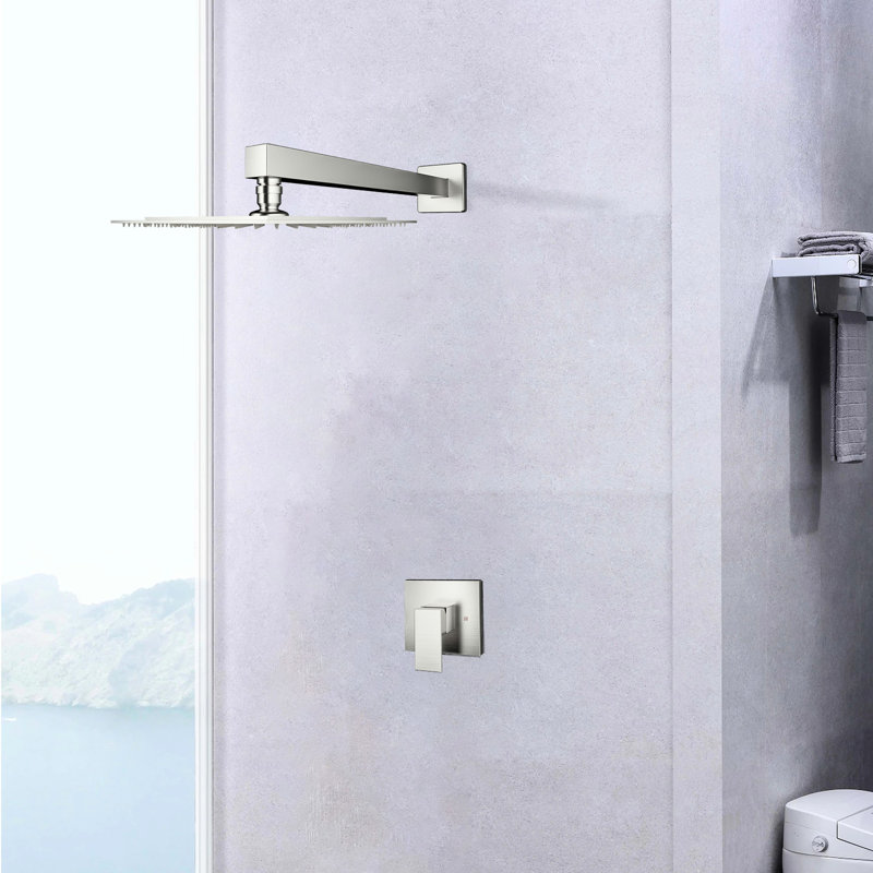 Robinet de douche mural en nickel brossé - Laiton, valve incluse