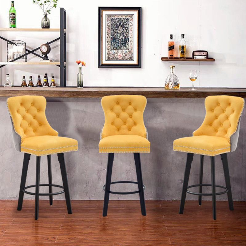 Tabourets de bar pivotants confortables et élégants pour divers réglages, Jaune