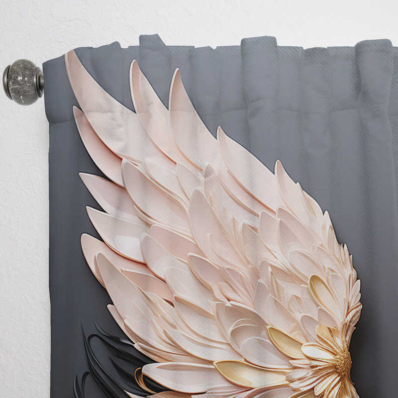 Forestville Minimalism Angel Wings - Modern Curtain - Velvet Room Darkening - 1 Panel, 52" W x 120" L