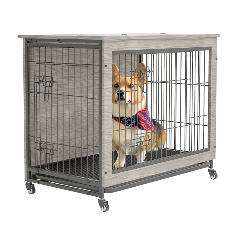 Cage pour chien, H 26,05 po x l 27,4 po x P 20,05 po, Gris
