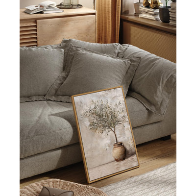 Vintage Classic Large Olive Tree In Vessel Botanical Still Life Painting Framed Canvas Print Wall Art