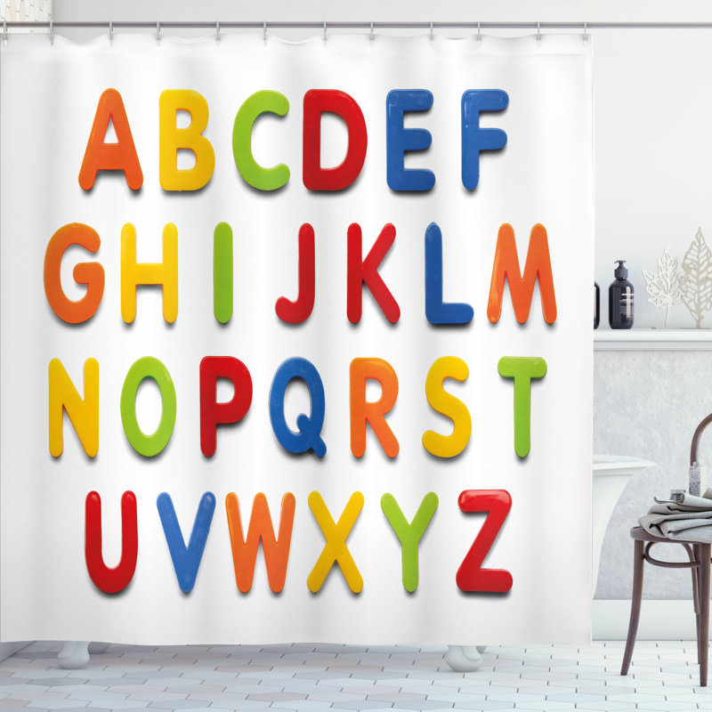 East Urban Home Letters Shower Curtain Multicolor Multicolor, 70"H x 69"W