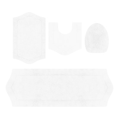 Waterford 4 Piece 100% Cotton Bath Rug Set with Lid Cover, Spray Latex Backing