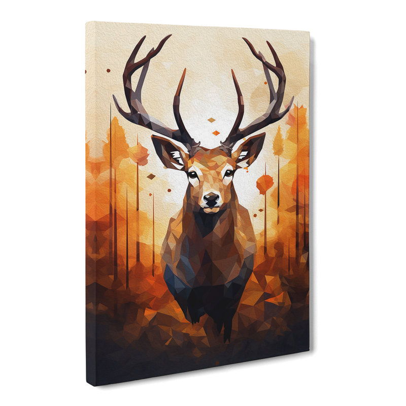 Deer Geometric - Wrapped Canvas Print, 60cm H x 40cm W x 3cm D