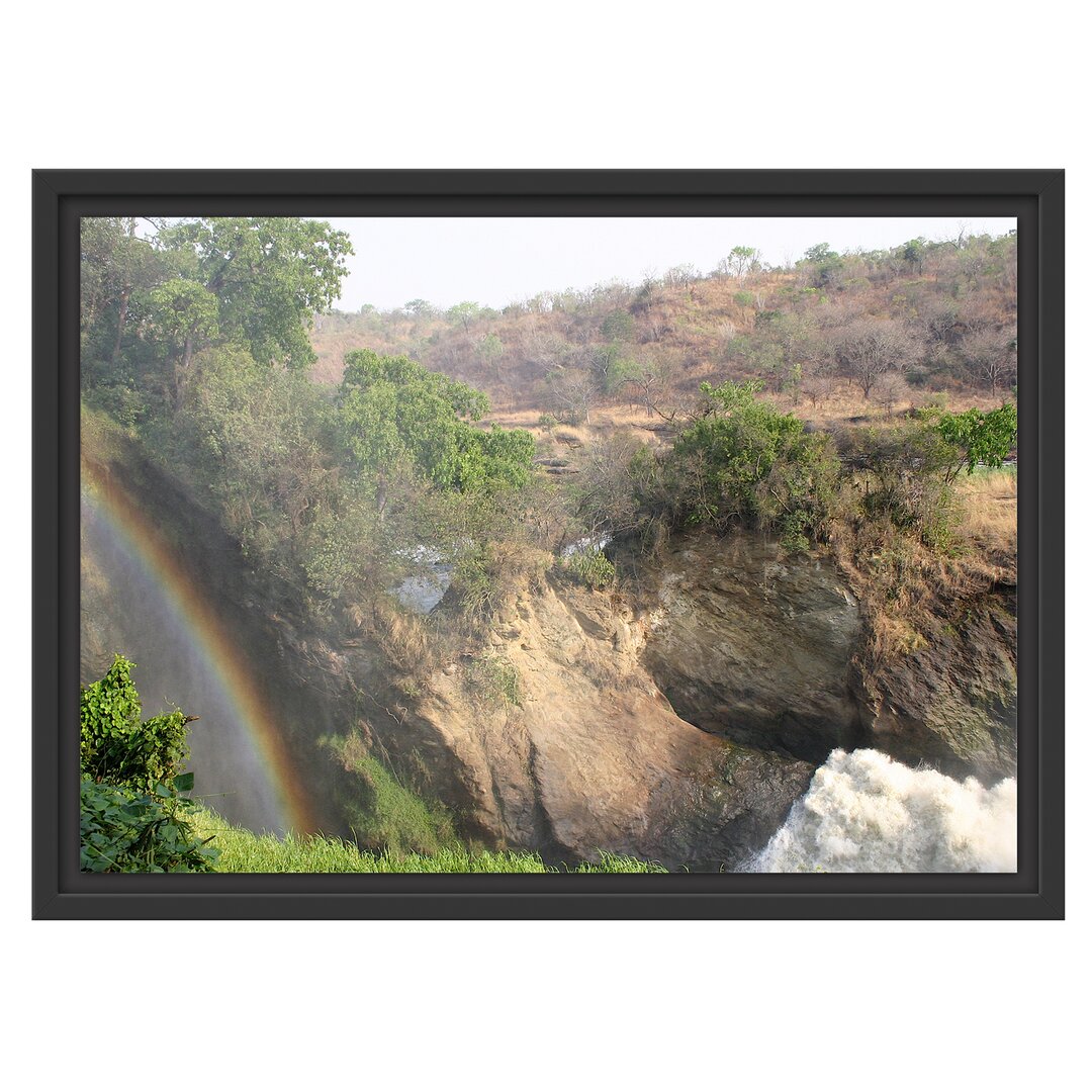 Gerahmtes Wandbild Regenbogen über Wasserfall