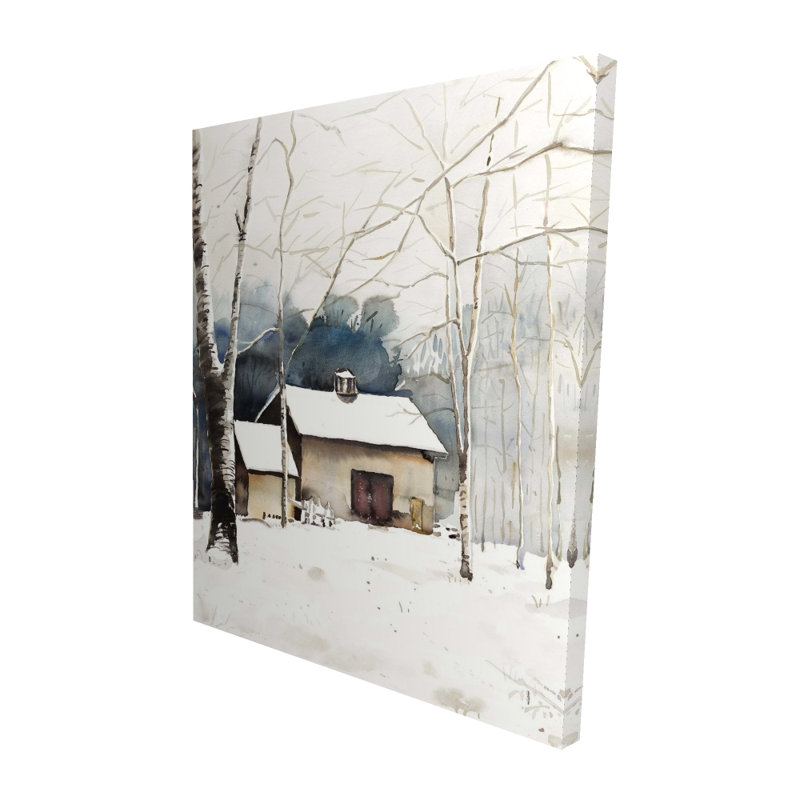 Petite grange d'hiver - Toile rustique blanche pour la décoration intérieure