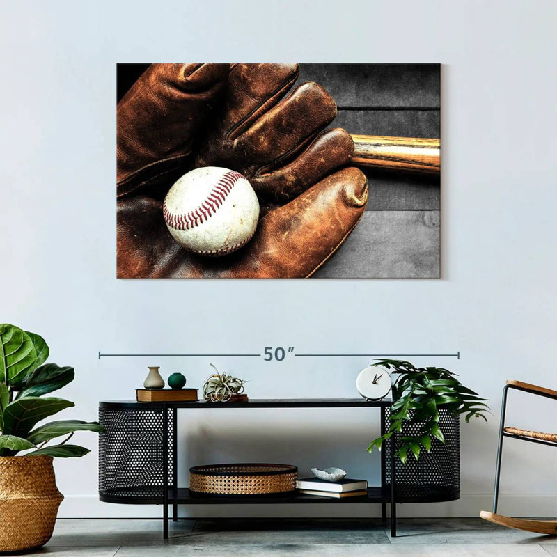 Baseball Mitt sur impression sur toile, H 30 po x l 45 po x P 1,25 po