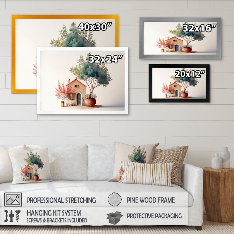 «Terracotta Country House», reproduction sur toile, Toile avec cadre photo noir, H 12 po x l 20 po x P 1 po