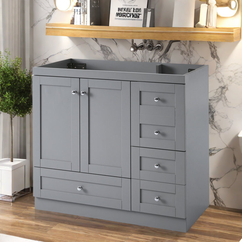 Meuble-lavabo 35 po sans comptoir, Gris